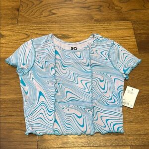 SO Blue and Pink Swirl Top